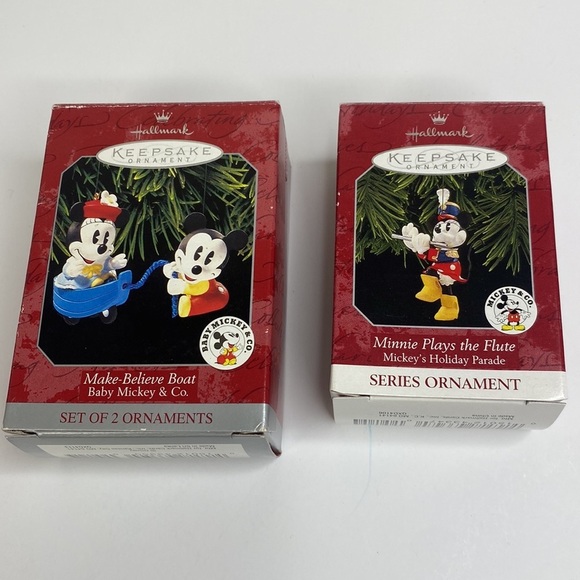 Vintage Minnie Mouse and Baby Mickey HALLMARK KEEPSAKE Lot 2 Christmas Ornaments - Picture 1 of 10